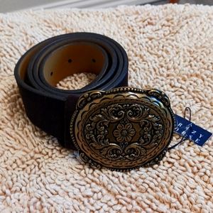 NWT Vintage Gold Buckle Belt by Crazy Horse  Size M
